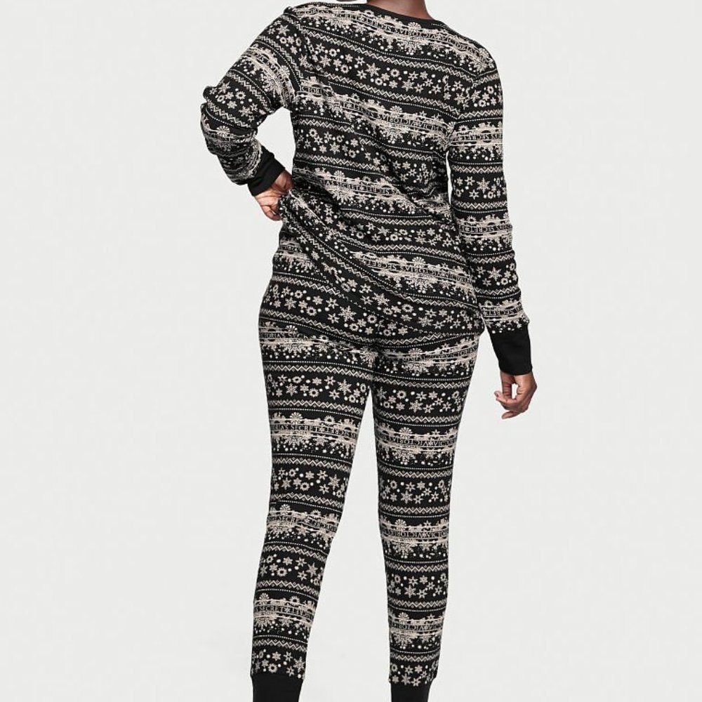 VICTORIA'S SECRET XXL Thermal Long Pajama Set Adorable Fair Isle PJ P.J. PJs NWT - Picture 5 of 14